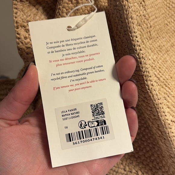Sezane Leila Basket Natural Raffia NWT - Picture 7 of 7